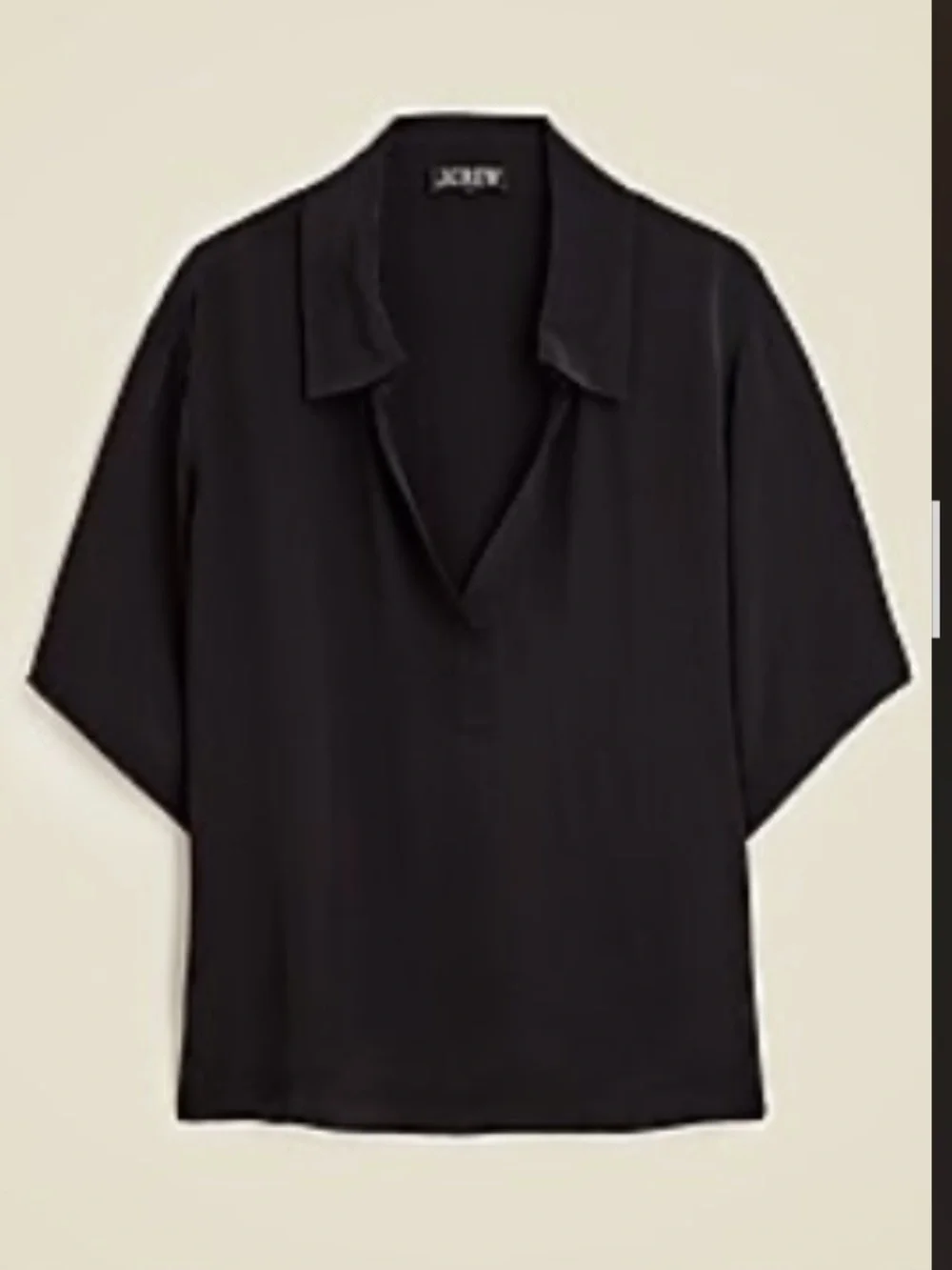EUC J.CREW Boxy Black V-Neck Short Sleeve Pullover Blouse SZ L